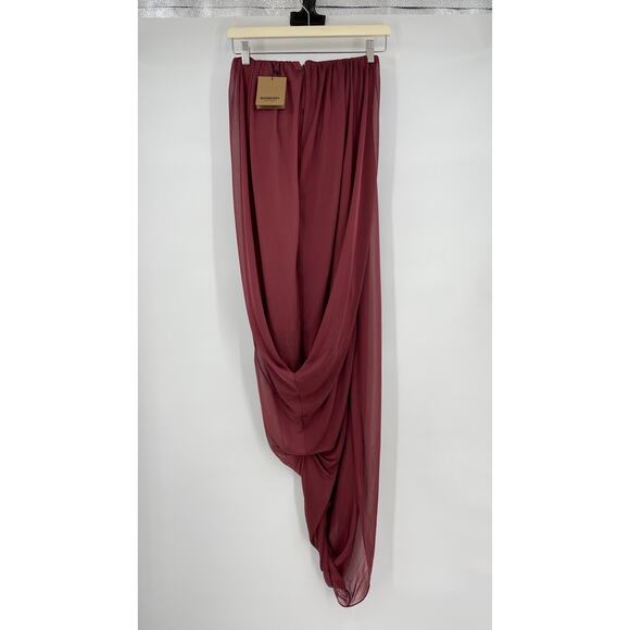 Burberry | Violet Dress in Deep Mulberry Strapless Draped Midi 0 w/ Tags - Picture 4 of 16